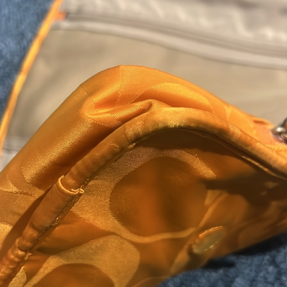 Coach Orange travel, toiletries vacation cosmetic Bag vintage yellow, rare big C - Picture 7 of 13
